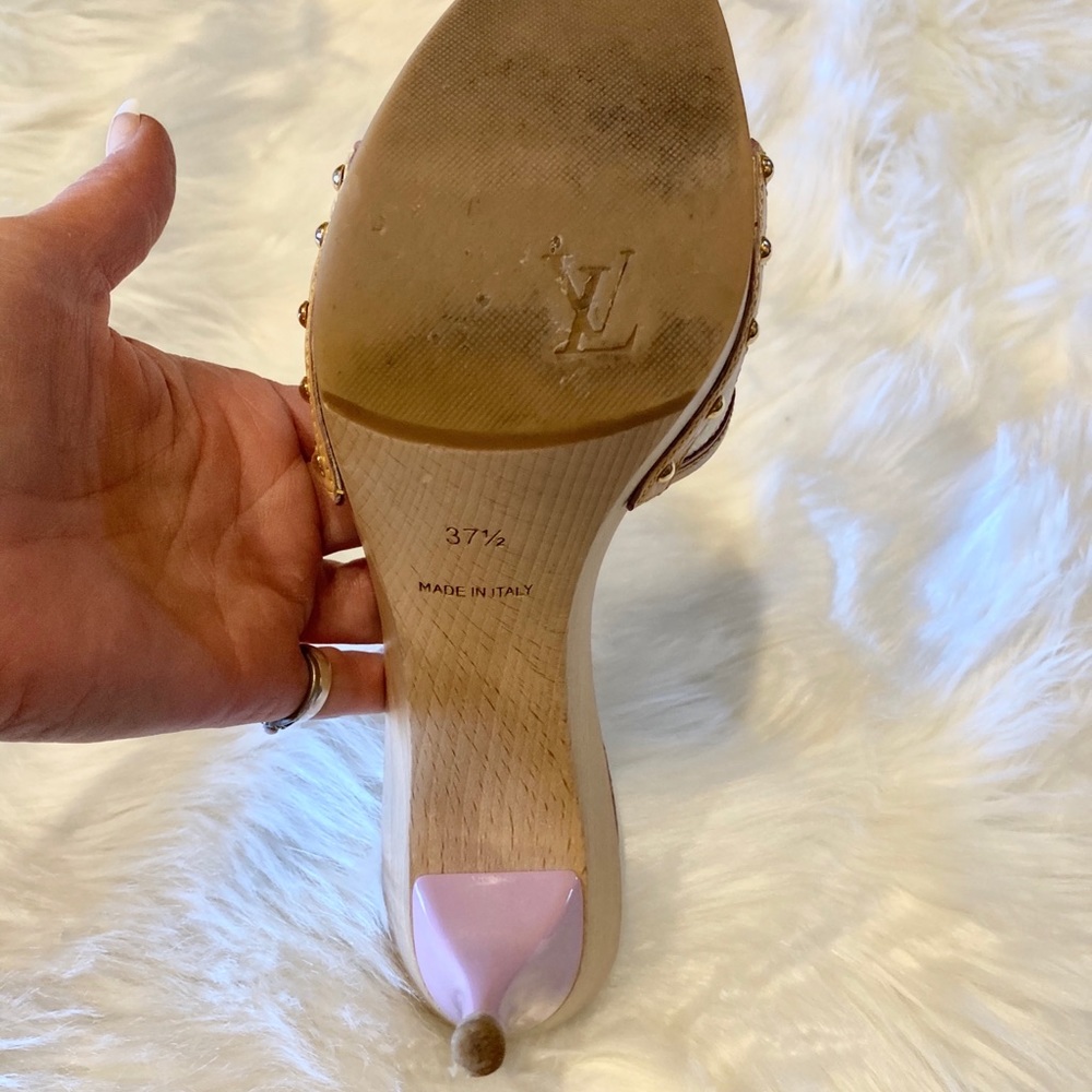 Louis Vuitton Multi Color Heels Sandals Shoes 7.5 - Picture 10 of 12